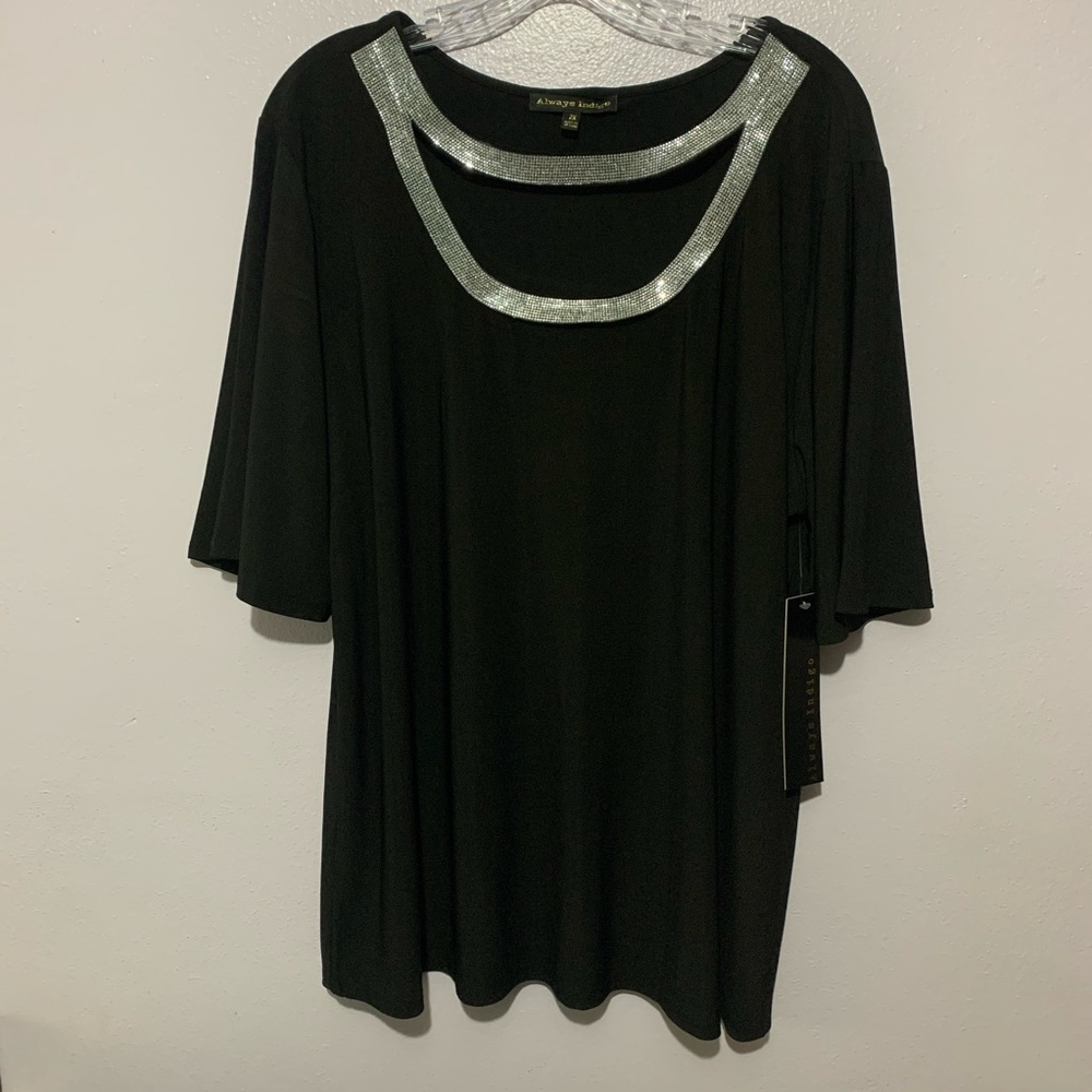 Black Always Indigo Women Blouse Style Neck Line